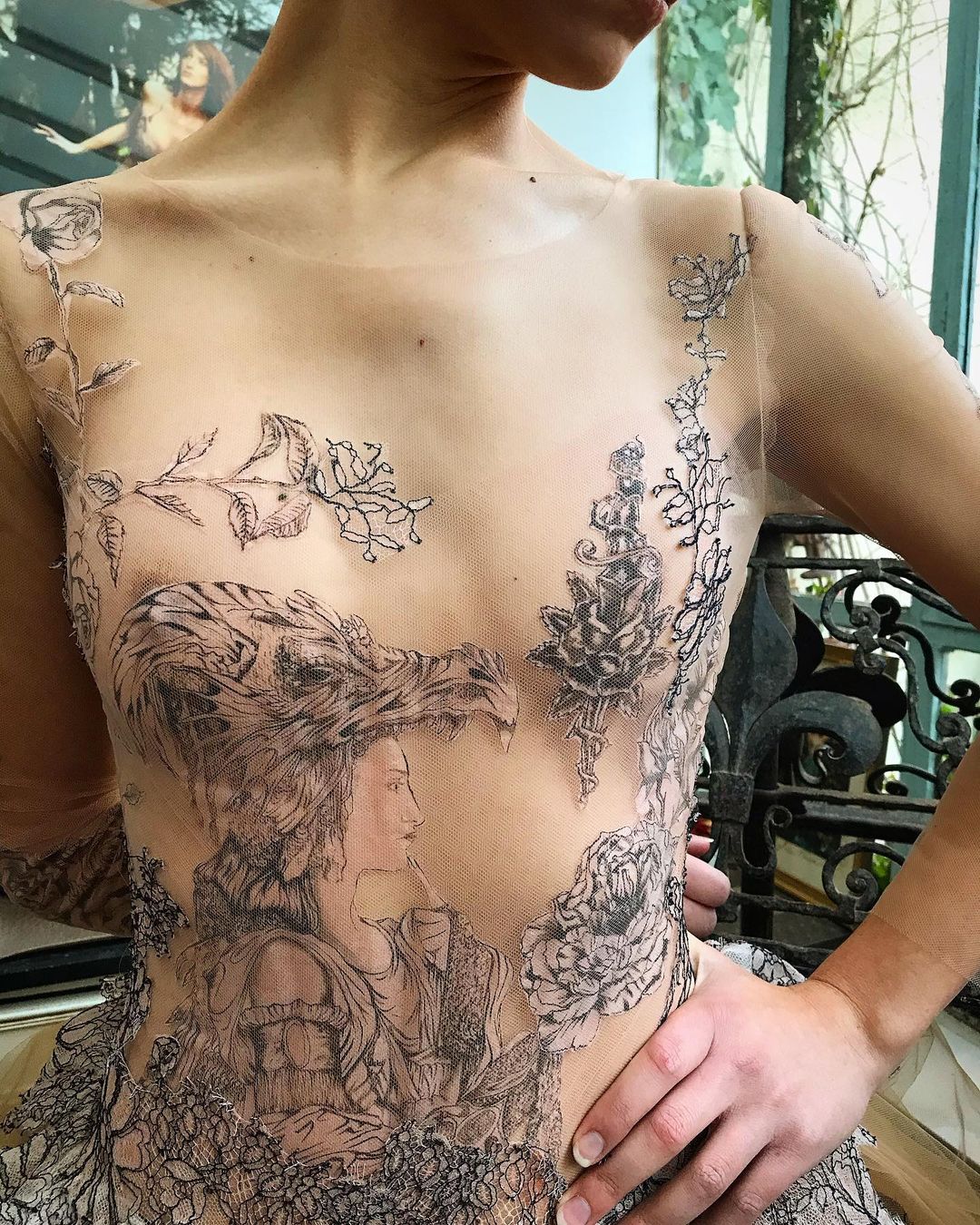 Robe de soirée Sylvie Facon, tatouage