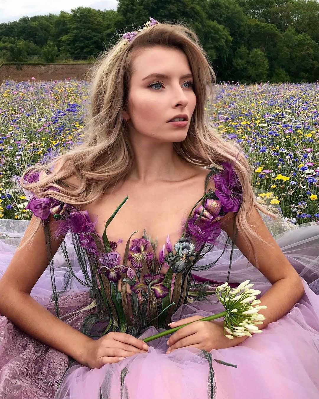 Robe florale, Sylvie Facon, "Robe Bouquet d'Iris"