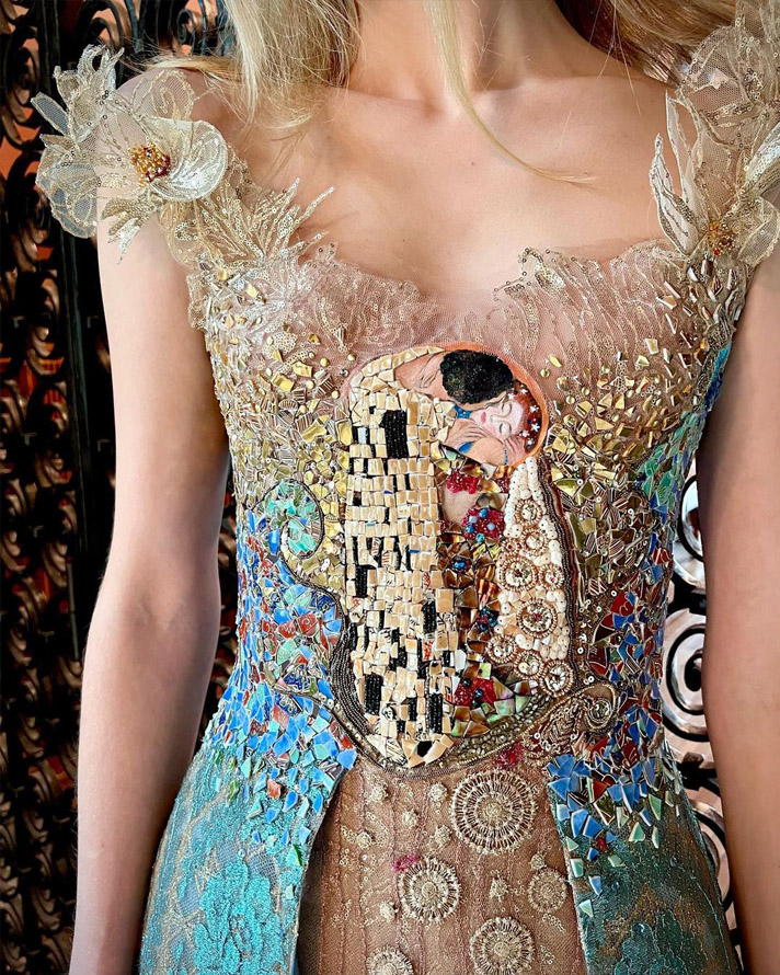 Robe tableau, Sylvie Facon, Le baiser de Gustave Klimt